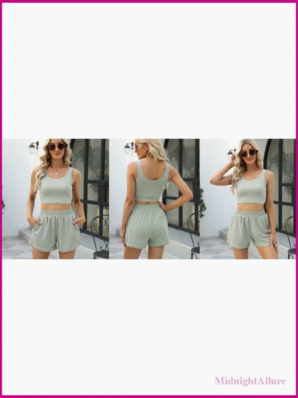 Womens Two Piece Summer Outfits Sleeveless Crop Top High Waisted Shorts Lounge
